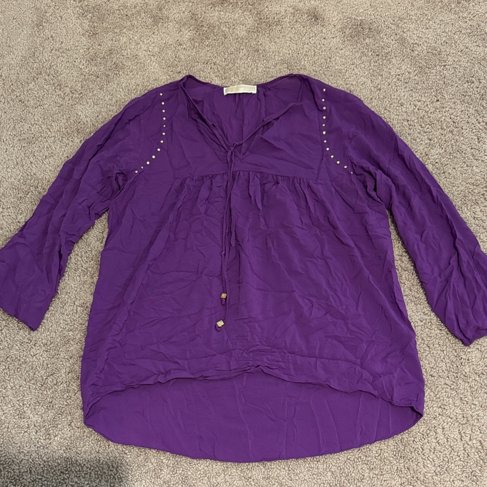 Michael Kors Purple Blouse with Stud Accents